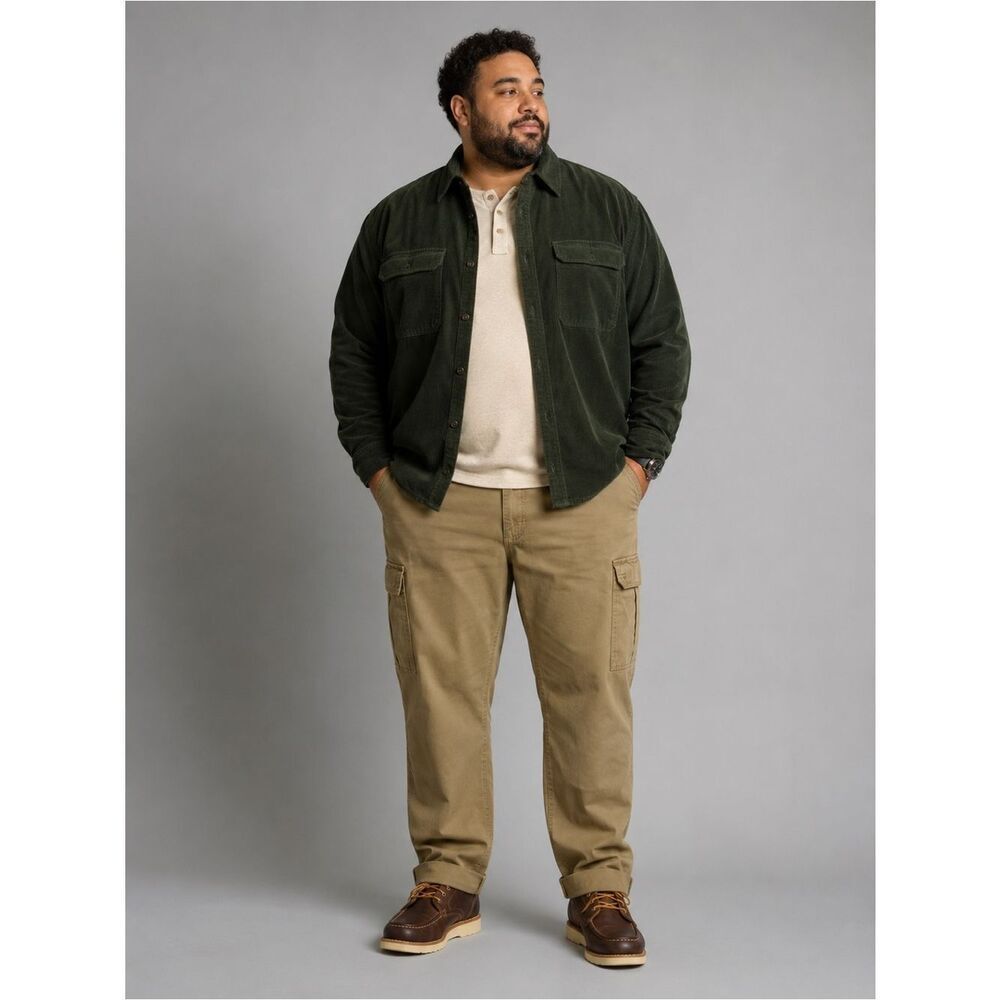 Wrangler Solid Tan Cargo 100% Cotton Pants Relaxed Fit size 46 x 32